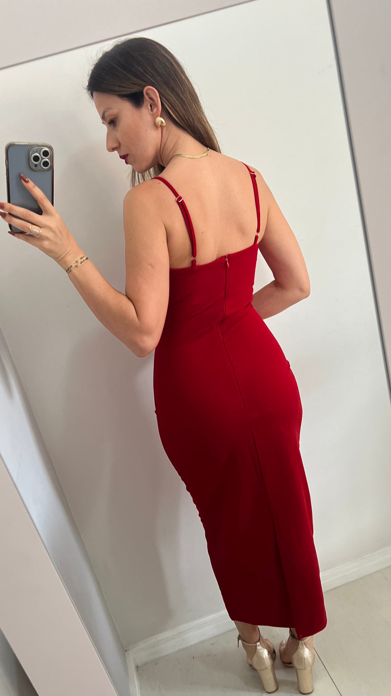 Vestido Midi Vermelho Nahima