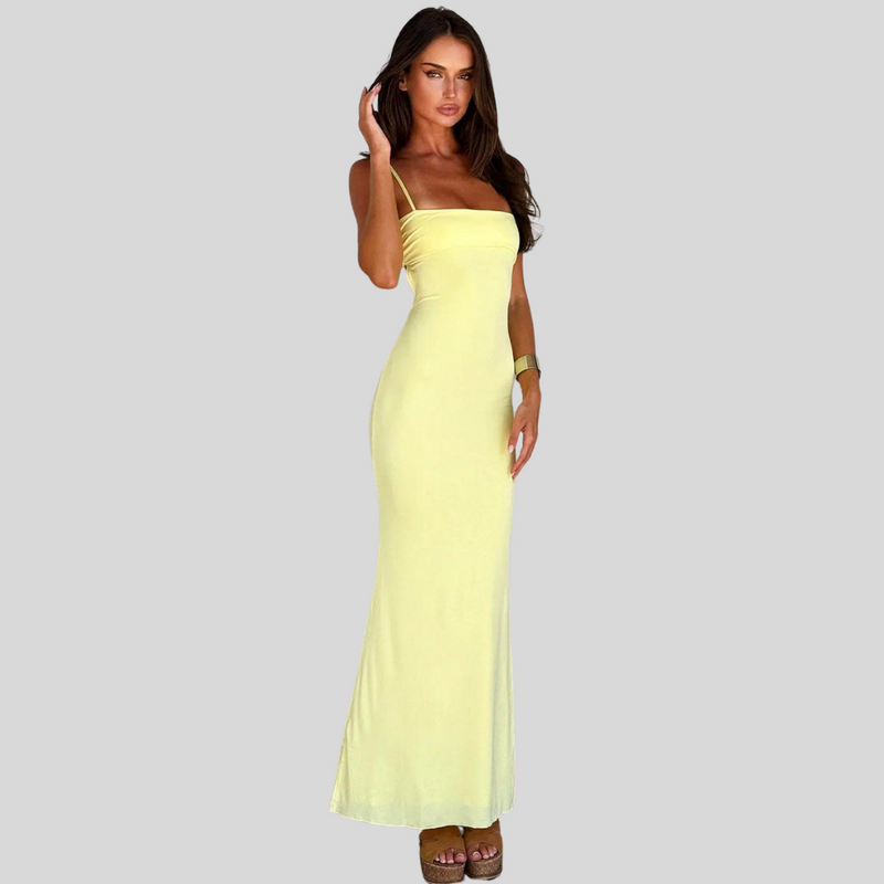 Vestido Amarelo Midi em Malha Sophia