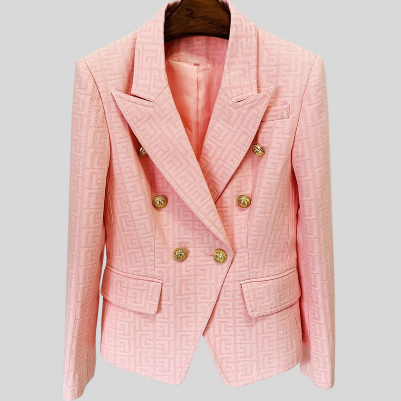 Blazer Lara Rosa e Bege Logo