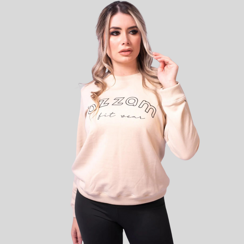 Blusa Moletom Azzam  Térmico Leece Nude