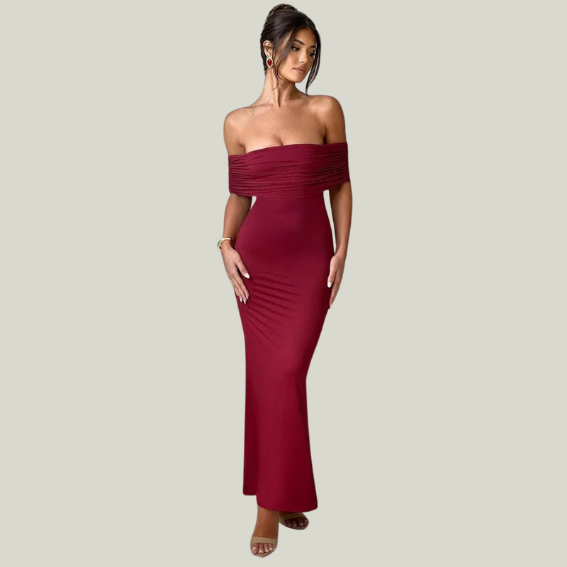 Vestido Stella Preto e Borgonha