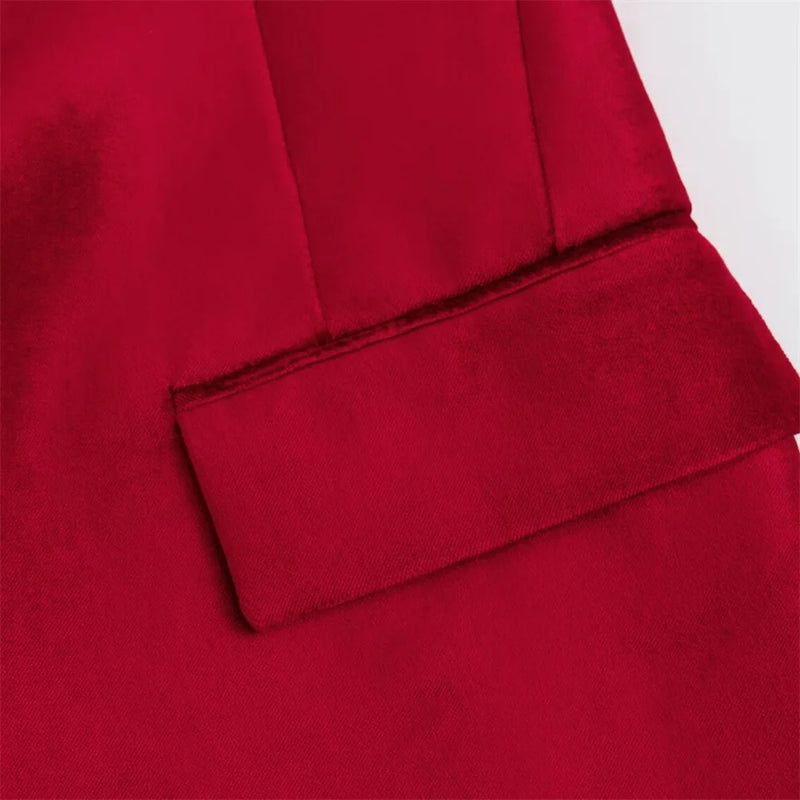 Blazer de Veludo Vermelho Cherry