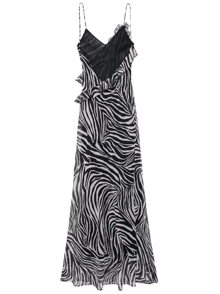 Vestido Longo Estampa Zebra