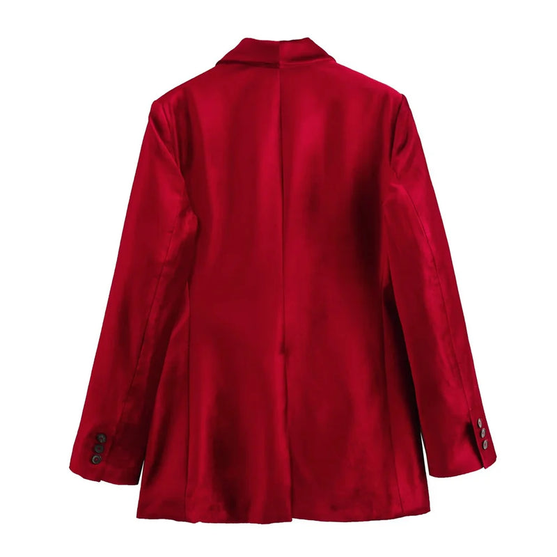 Blazer de Veludo Vermelho Cherry