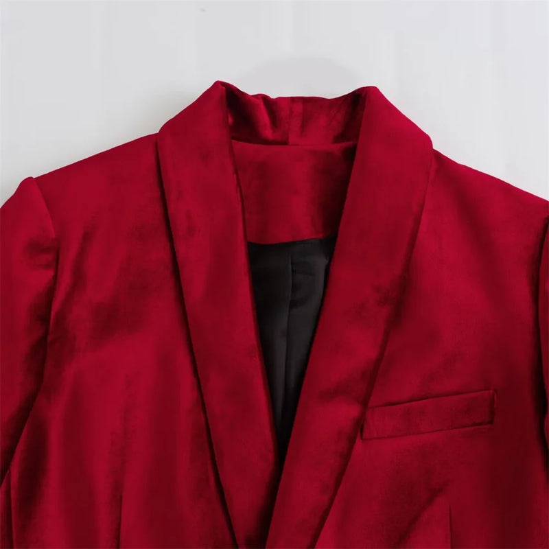 Blazer de Veludo Vermelho Cherry